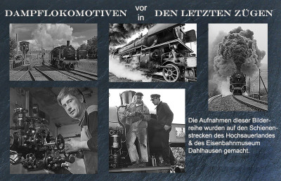 Dampflokomotiven vor/in den letzten Zügen