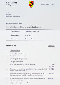 Ratssitzung der Stadt Olsberg am 19.11.2020 in Zeiten von Corona