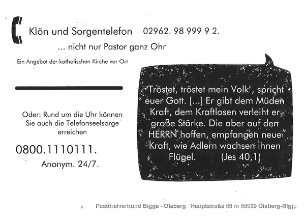 Sorgentelefon im PV Bigge Olsberg 2