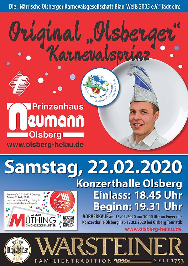 Plakat Prunksitzung Karneval 2020 NOK Olsberg